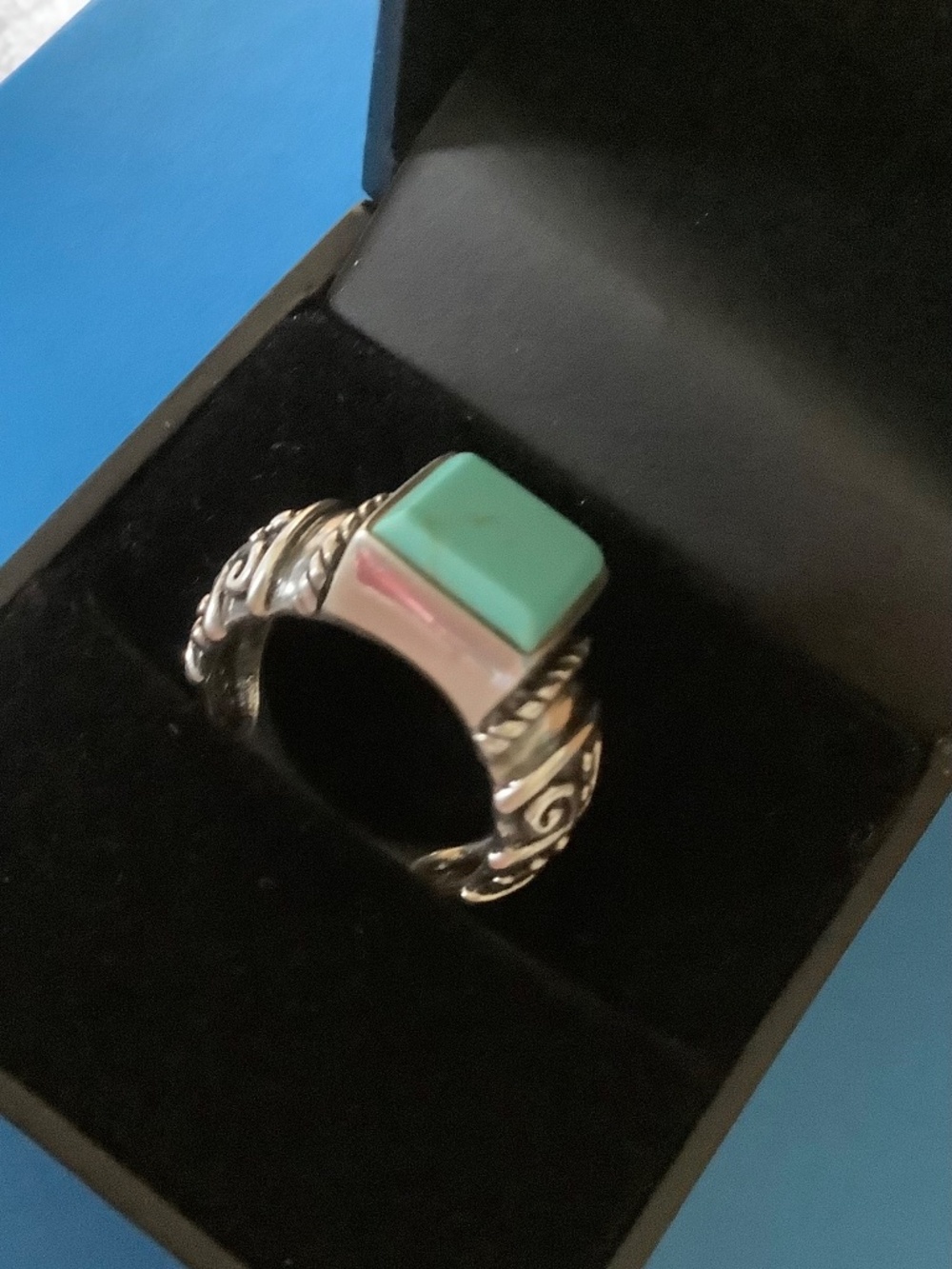 925 Sterling Silver Vintage Turquoise Western Ring SZ 8 - Picture 5 of 16